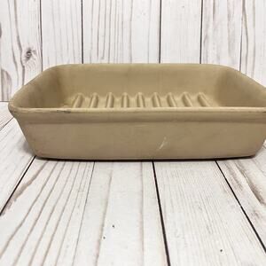 Pampered Chef Ridge Baker 9"x 6.75"x 1.75" Deep Stoneware #5112 USA Baking Dish